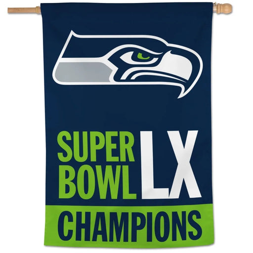Seattle Seahawks Super Bowl LX Champions Vertical Flag 28X40 in.