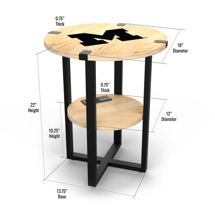 Michigan Wolverines Side Table with Charger