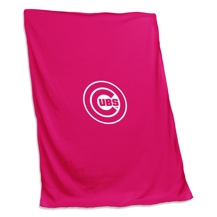 Chicago Cubs Pink Screened Sweatshirt Blanket
