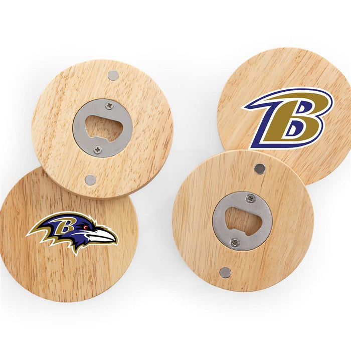 Baltimore Ravens Coasters with Bottle Openers Set of 4