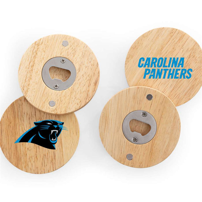 Carolina Panthers Coasters with Bottle Openers Set of 4
