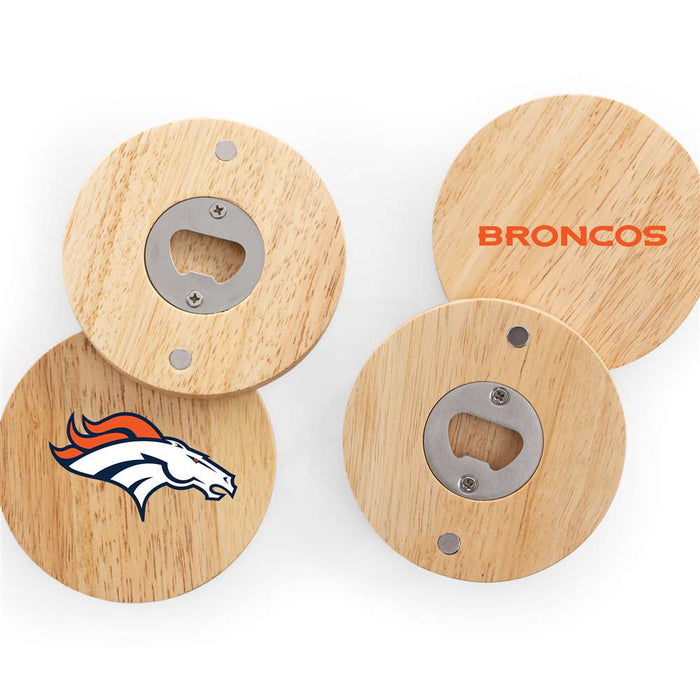 Denver Broncos Coasters with Bottle Openers Set of 4
