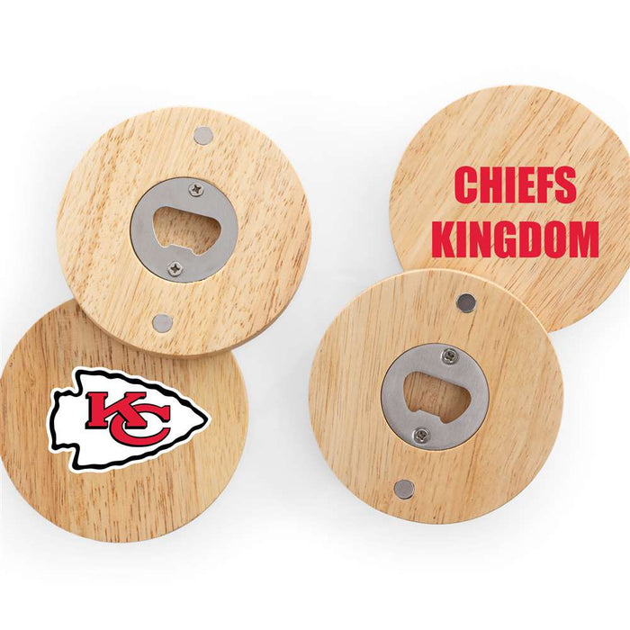 Kansas City Chiefs Coasters with Bottle Openers Set of 4