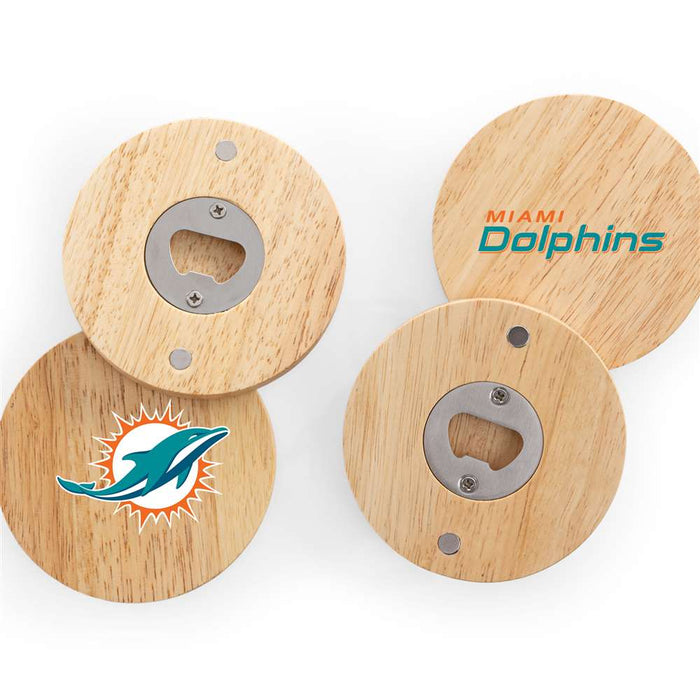 Miami Dolphins Coasters with Bottle Openers Set of 4