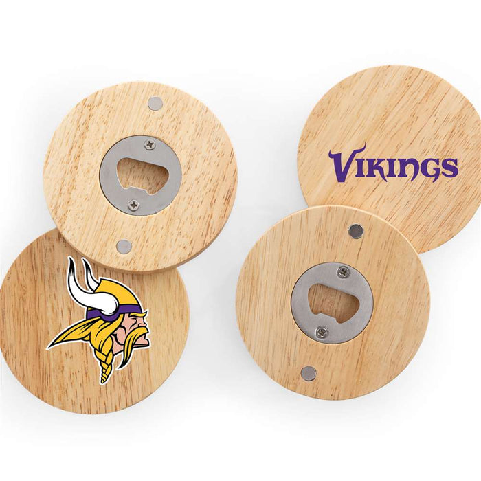 Minnesota Vikings Coasters with Bottle Openers Set of 4