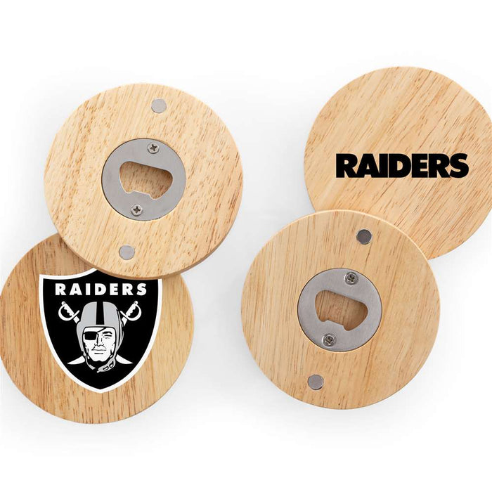 Las Vegas Raiders Coasters with Bottle Openers Set of 4
