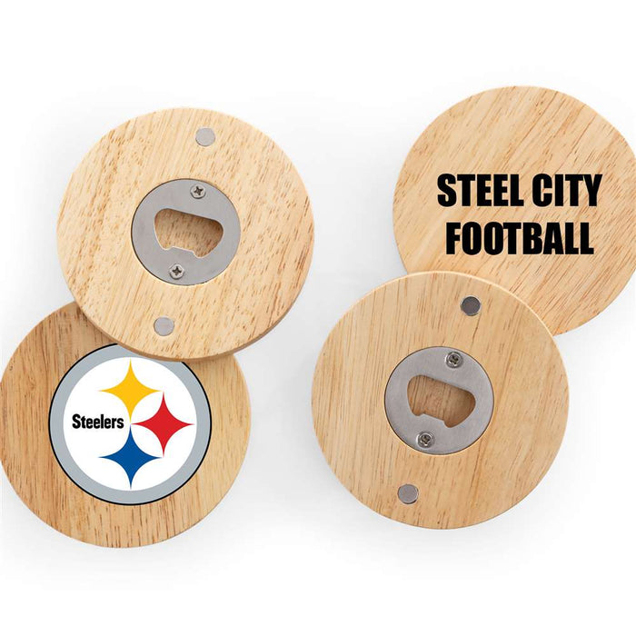 Pittsburgh Steelers Coasters with Bottle Openers Set of 4