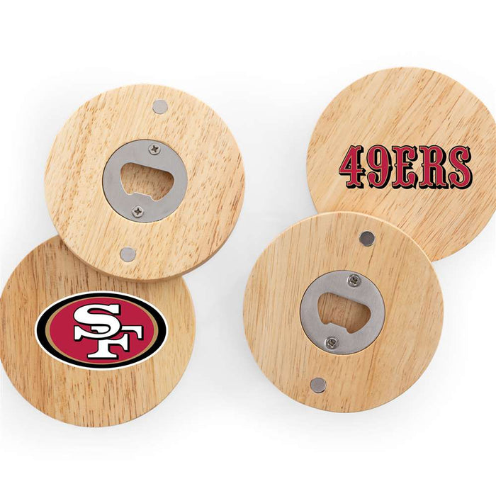 San Francisco 49ers Coasters with Bottle Openers Set of 4