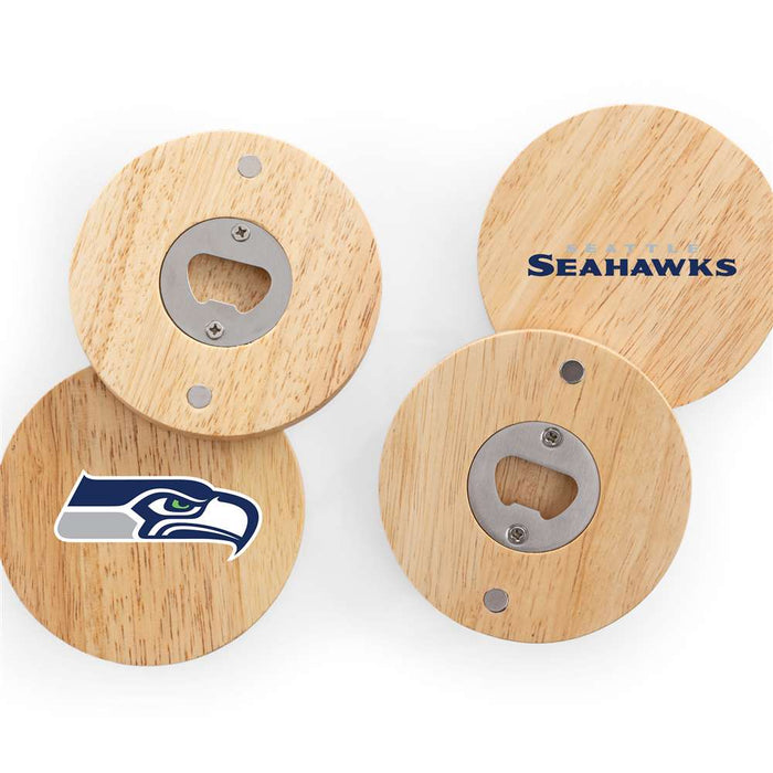Seattle Seahawks Coasters with Bottle Openers Set of 4