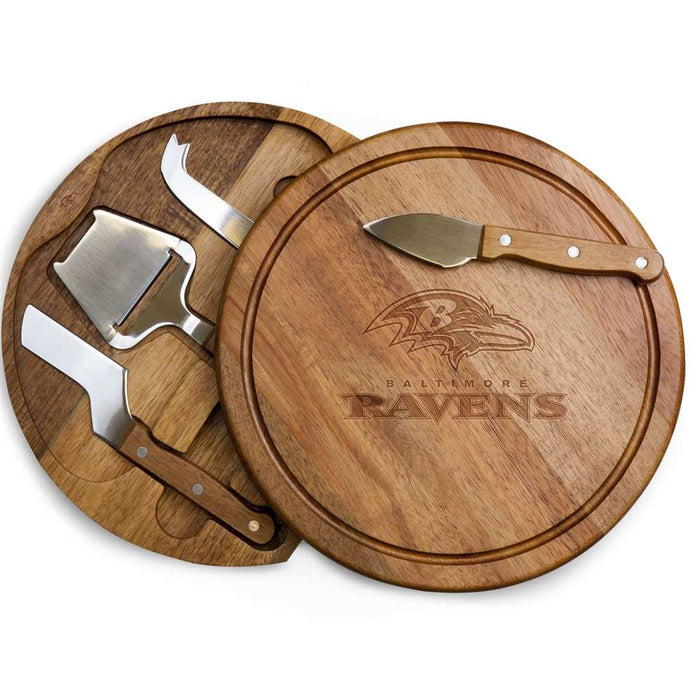 Baltimore Ravens Acacia Circo Cheese Cutting Board & Tools Set