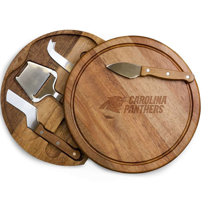 Carolina Panthers Acacia Circo Cheese Cutting Board & Tools Set