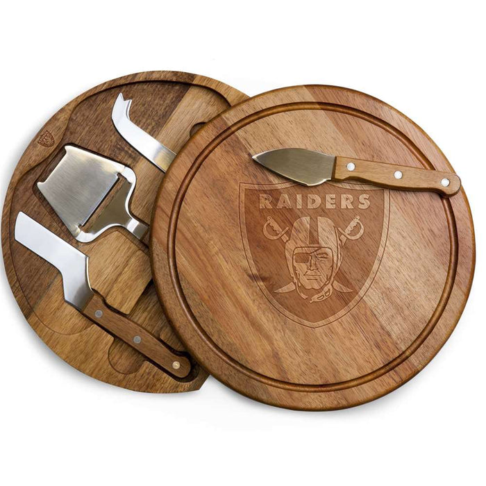 Las Vegas Raiders Acacia Circo Cheese Cutting Board & Tools Set