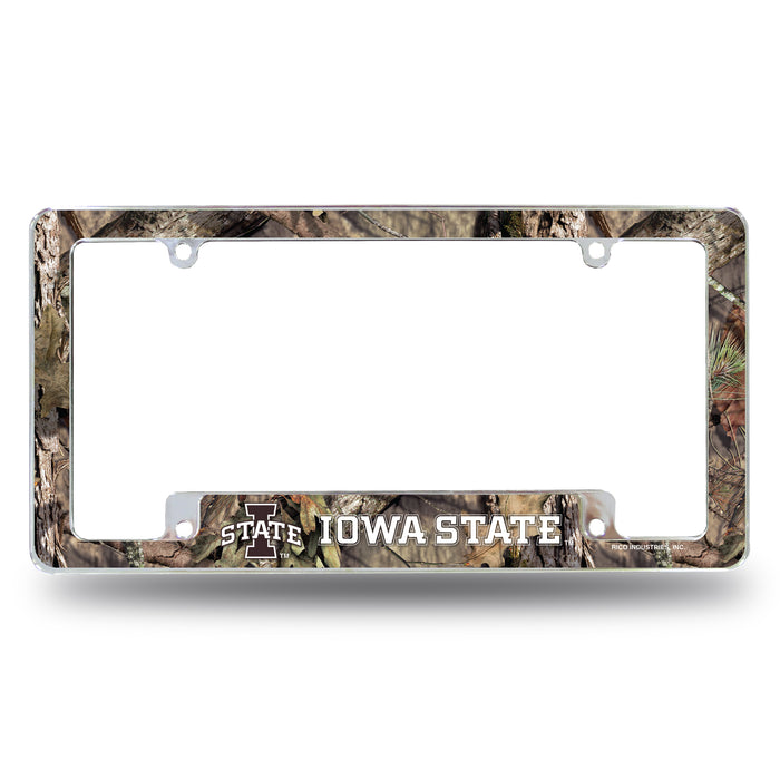 Iowa State Cyclones Mossy Oak 12" x 6" Chrome All Over Automotive License Plate Frame for Car/Truck/SUV    