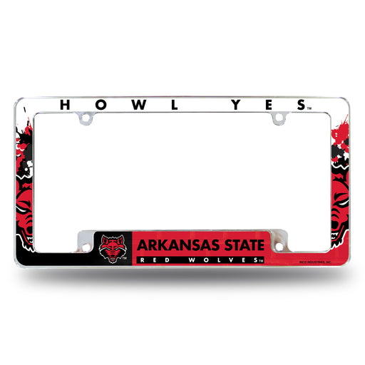 Arkansas State Red Wolves  All Over Chrome License Plate Frame