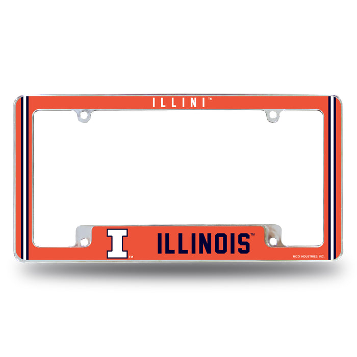 Illinois Fighting Illini  All Over Chrome License Plate Frame