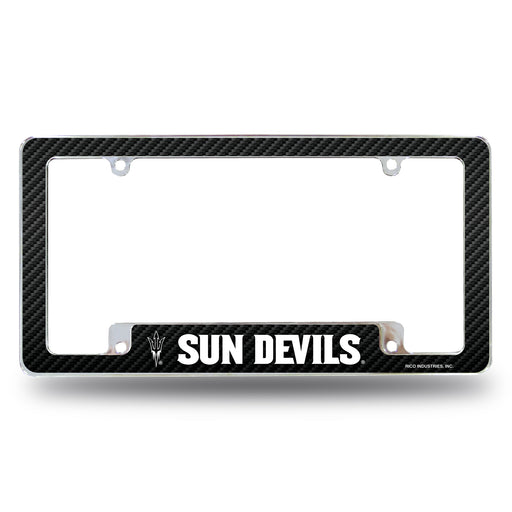 Arizona State Sun Devils - ASU Carbon Fiber 12" x 6" Chrome All Over Automotive License Plate Frame for Car/Truck/SUV    