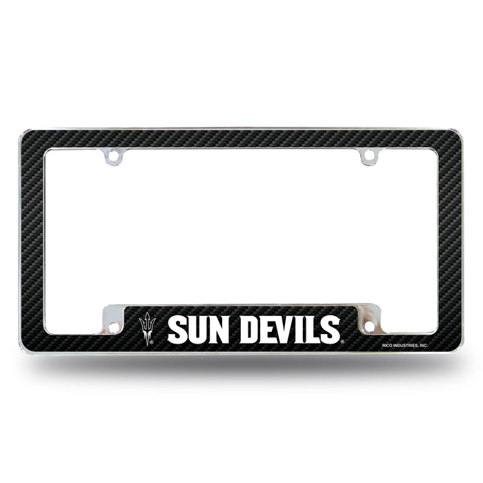 Arizona State Sun Devils - ASU Carbon Fiber 12" x 6" Chrome All Over Automotive License Plate Frame for Car/Truck/SUV    