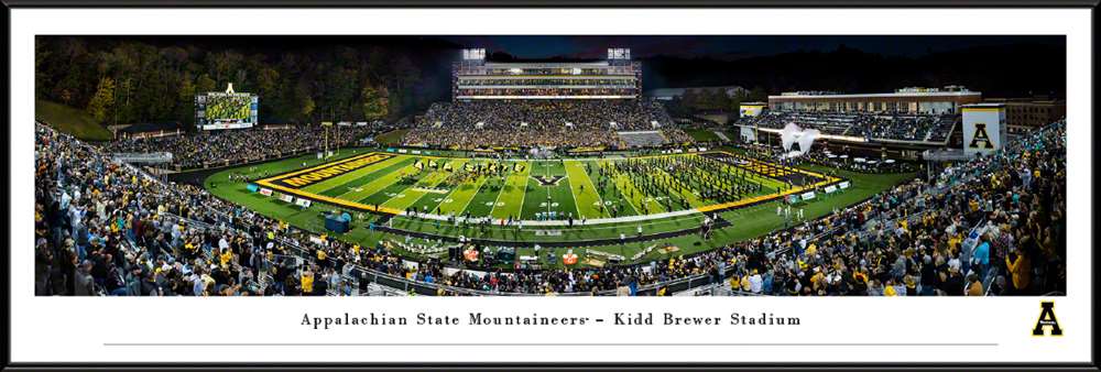 Appalachian State Mountaineers Football Run Out Panoramic Picture - Kidd Brewer Stadium Wall Decor  Standard Frame