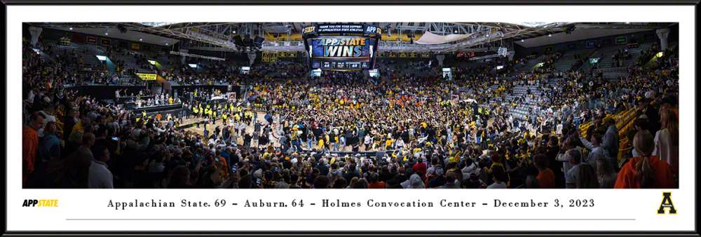 Appalachian State Mountaineers Men's Basketball Panoramic Picture - Holmes Convocation Center Fan Cave Decor  Standard Frame
