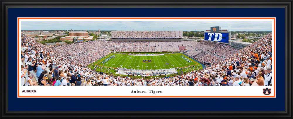 Auburn Tigers Football Panoramic Picture - Jordan-Hare Stadium Fan Cave Decor  Deluxe Frame