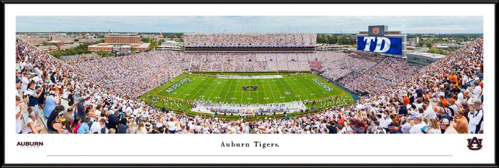 Auburn Tigers Football Panoramic Picture - Jordan-Hare Stadium Fan Cave Decor  Standard Frame
