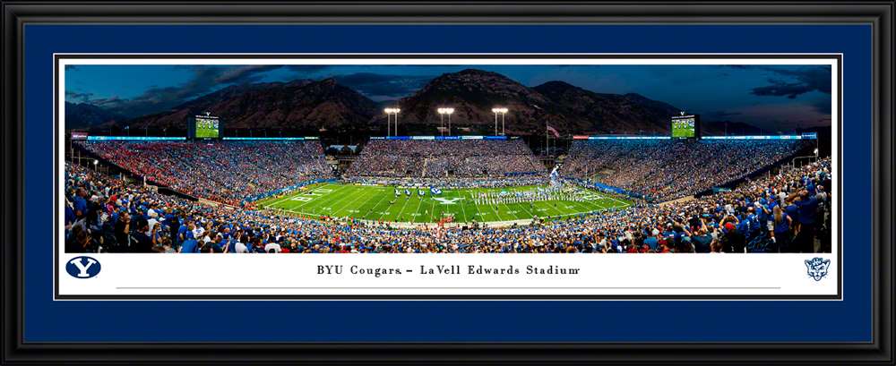 Brigham Young Cougars Football Panoramic Poster - LaVell Edwards Stadium Picture  Deluxe Frame