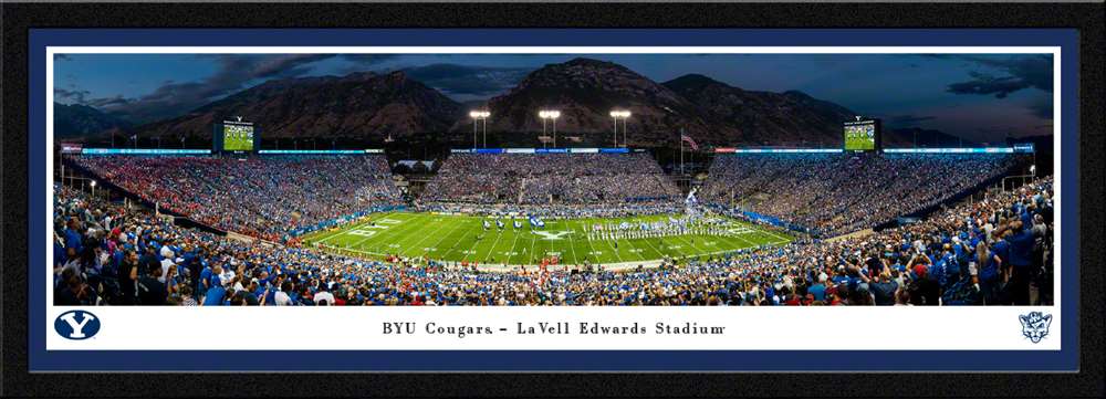 Brigham Young Cougars Football Panoramic Poster - LaVell Edwards Stadium Picture  Select Frame
