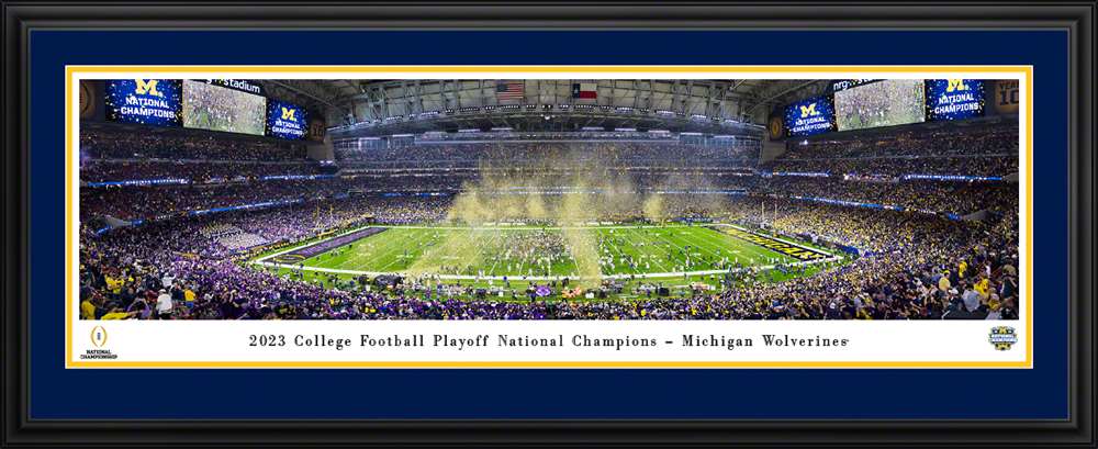 2023-2024 Season College Football Playoff National Championship Game Celebration Panoramic Picture - Michigan Wolverines  Deluxe Frame