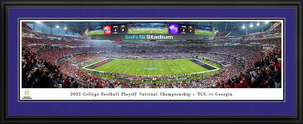 2023 College Football Playoff National Championship Kickoff Panoramic Picture - TCU vs. Georgia  Deluxe Frame