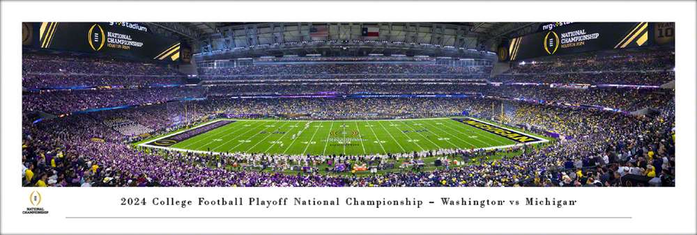 2023-2024 Season College Football Playoff National Championship Kickoff Panoramic Picture - Michigan Wolverines vs. Washington Huskies  Unframed
