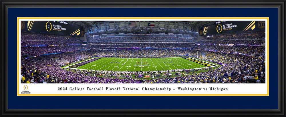 2023-2024 Season College Football Playoff National Championship Kickoff Panoramic Picture - Michigan Wolverines vs. Washington Huskies  Deluxe Frame