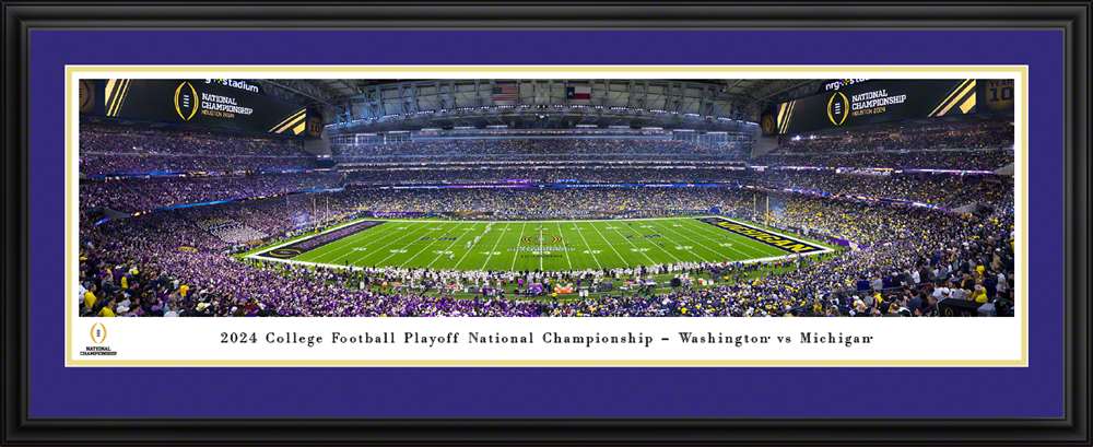2023-2024 Season College Football Playoff National Championship Kickoff Panoramic Picture - Michigan Wolverines vs. Washington Huskies  Deluxe Frame