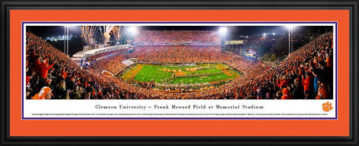 Clemson Tigers Panoramic Football Poster  Deluxe Frame