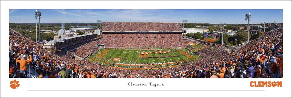 Clemson Tigers Football Run Out Panoramic Picture - Memorial Stadium Fan Cave Decor  Unframed