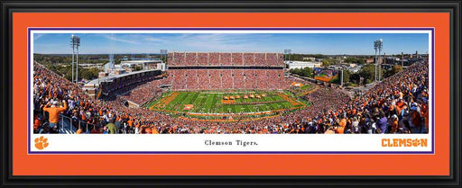 Clemson Tigers Football Run Out Panoramic Picture - Memorial Stadium Fan Cave Decor  Deluxe Frame