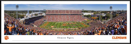Clemson Tigers Football Run Out Panoramic Picture - Memorial Stadium Fan Cave Decor  Standard Frame