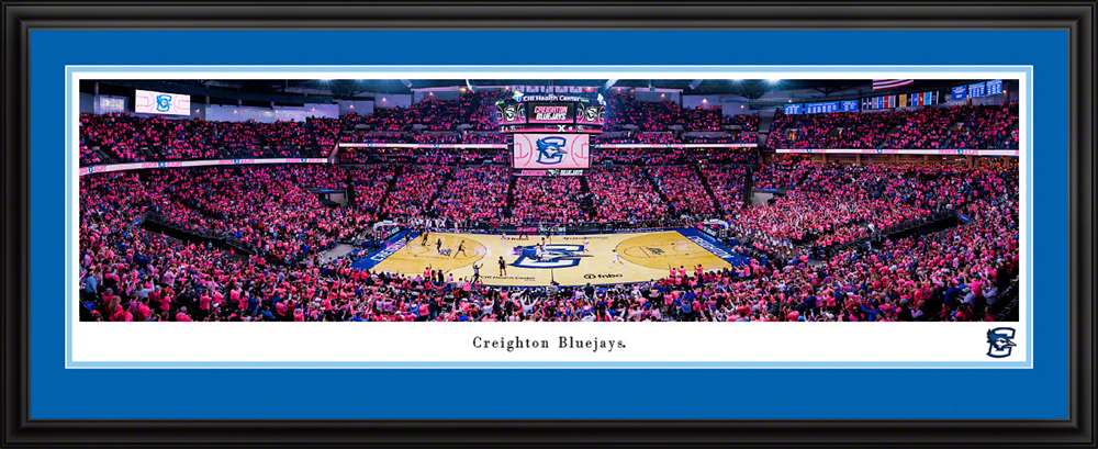 Creighton Bluejays Basketball Panoramic Picture - CHI Health Center Fan Cave Decor  Deluxe Frame