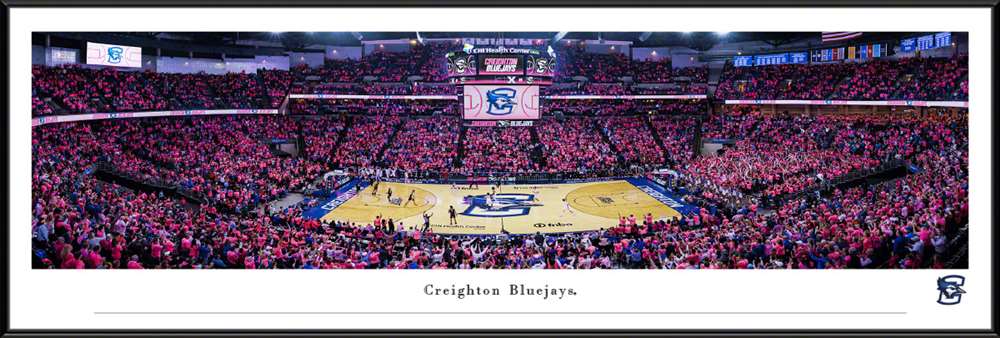 Creighton Bluejays Basketball Panoramic Picture - CHI Health Center Fan Cave Decor Standard Frame