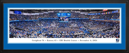 Creighton Blue Jays 76 vs Kansas Jayhawks 63, 2024 Basketball Game Panorama Print - Deluxe Frame