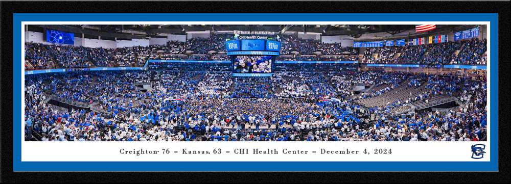 Creighton Blue Jays 76 vs Kansas Jayhawks 63, 2024 Basketball Game Panorama Print - Select Frame