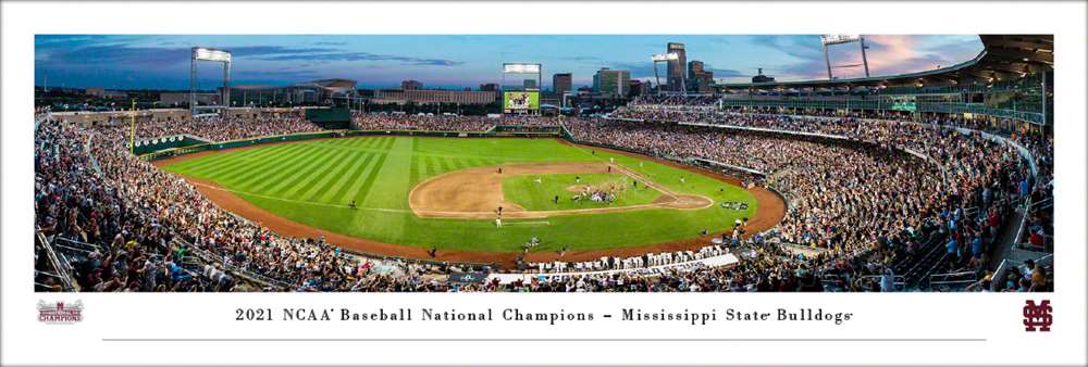 2021 College World Series Baseball Panoramic Picture - Mississippi State Bulldogs Celebration  Unframed