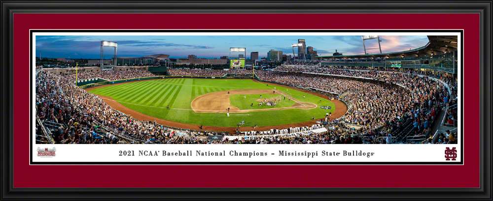 2021 College World Series Baseball Panoramic Picture - Mississippi State Bulldogs Celebration  Deluxe Frame