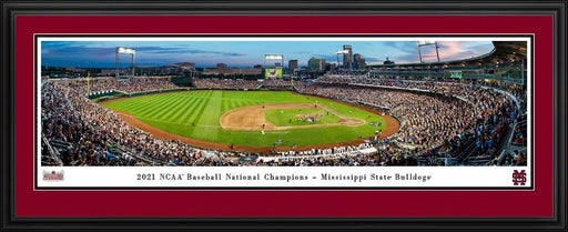 2021 College World Series Baseball Panoramic Picture - Mississippi State Bulldogs Celebration  Deluxe Frame