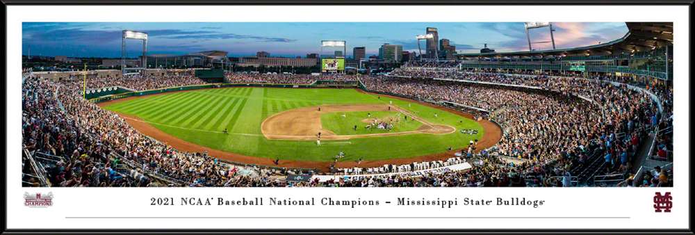 2021 College World Series Baseball Panoramic Picture - Mississippi State Bulldogs Celebration  Standard Frame