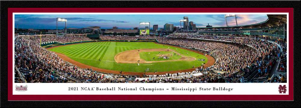 2021 College World Series Baseball Panoramic Picture - Mississippi State Bulldogs Celebration  Select Frame