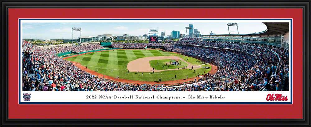 2022 College World Series Baseball Panoramic Picture - Ole Miss Rebels  Deluxe Frame