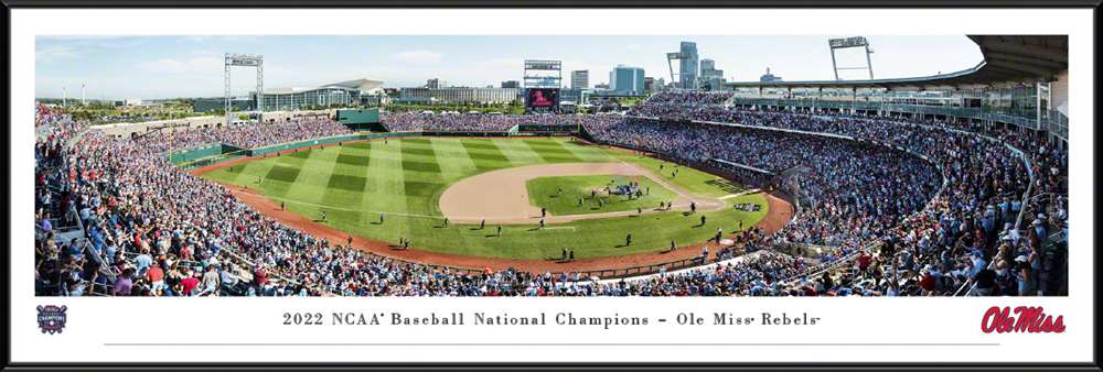 2022 College World Series Baseball Panoramic Picture - Ole Miss Rebels  Standard Frame