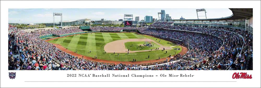 2022 College World Series Baseball Panoramic Picture - Ole Miss Rebels  Unframed
