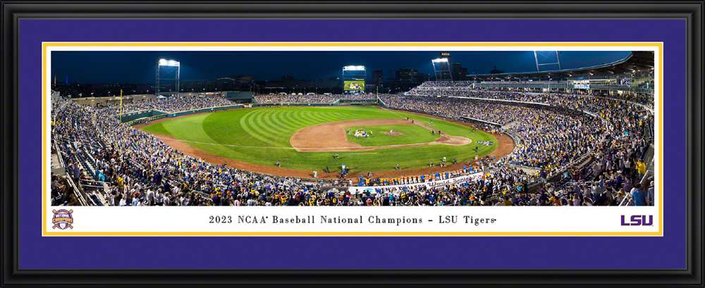 2023 College World Series Champions Panoramic Picture - LSU Tigers Fan Cave Decor  Deluxe Frame