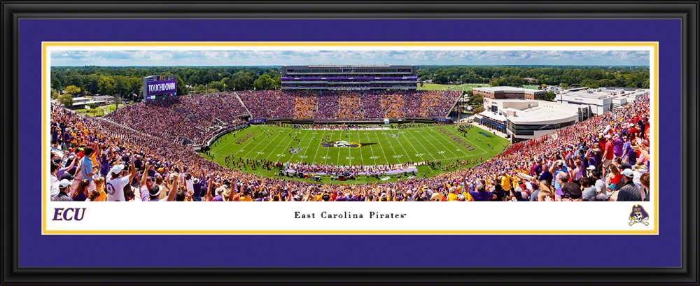East Carolina Pirates Football Panoramic Picture - Dowdy-Ficklen Stadium Fan Cave Decor  Deluxe Frame